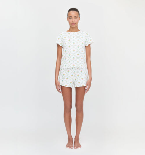 The Nina Pajama Set - Pastel Trellis