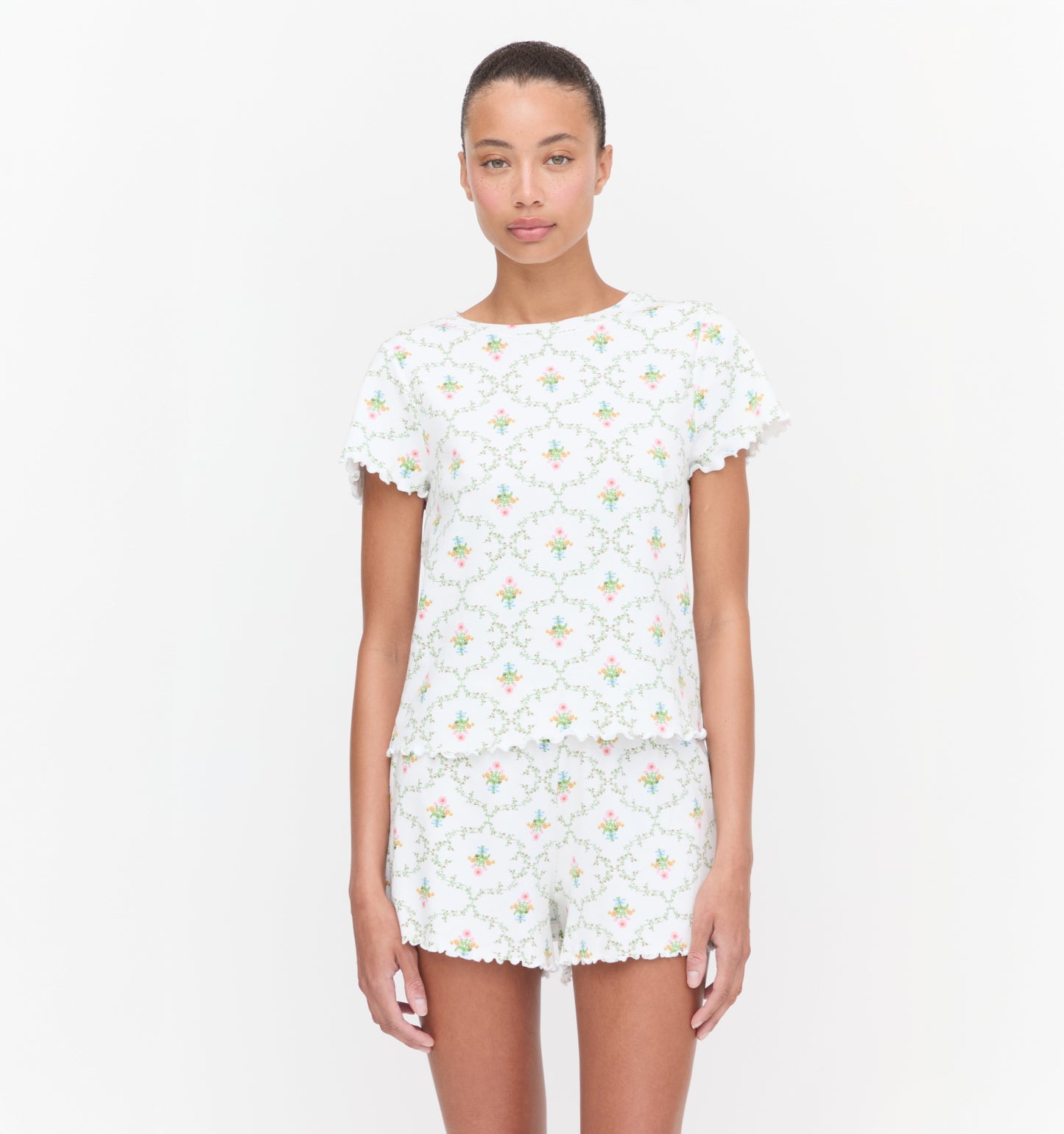The Nina Pajama Set - Pastel Trellis