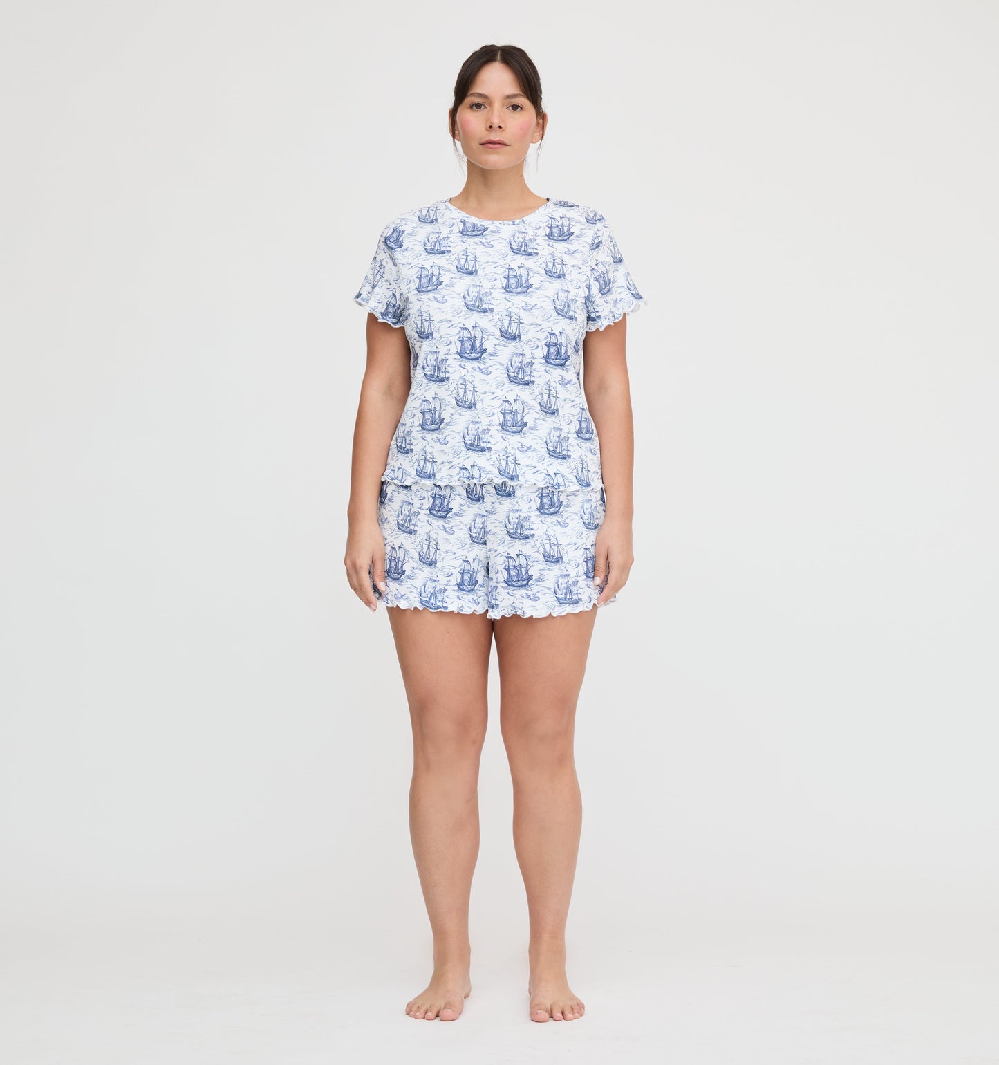 The Nina Pajama Set - Navy Mariner's Toile