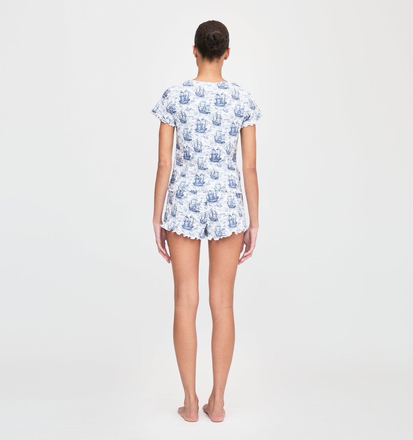 The Nina Pajama Set - Navy Mariner's Toile