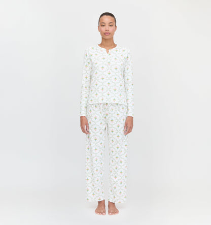 The Olivia Pajama Set - Pastel Trellis