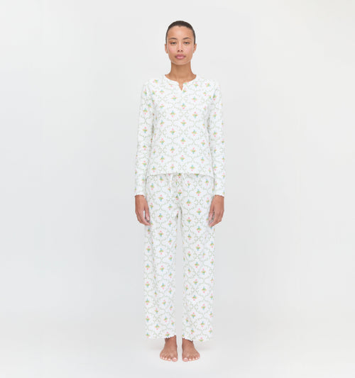 The Olivia Pajama Set - Pastel Trellis