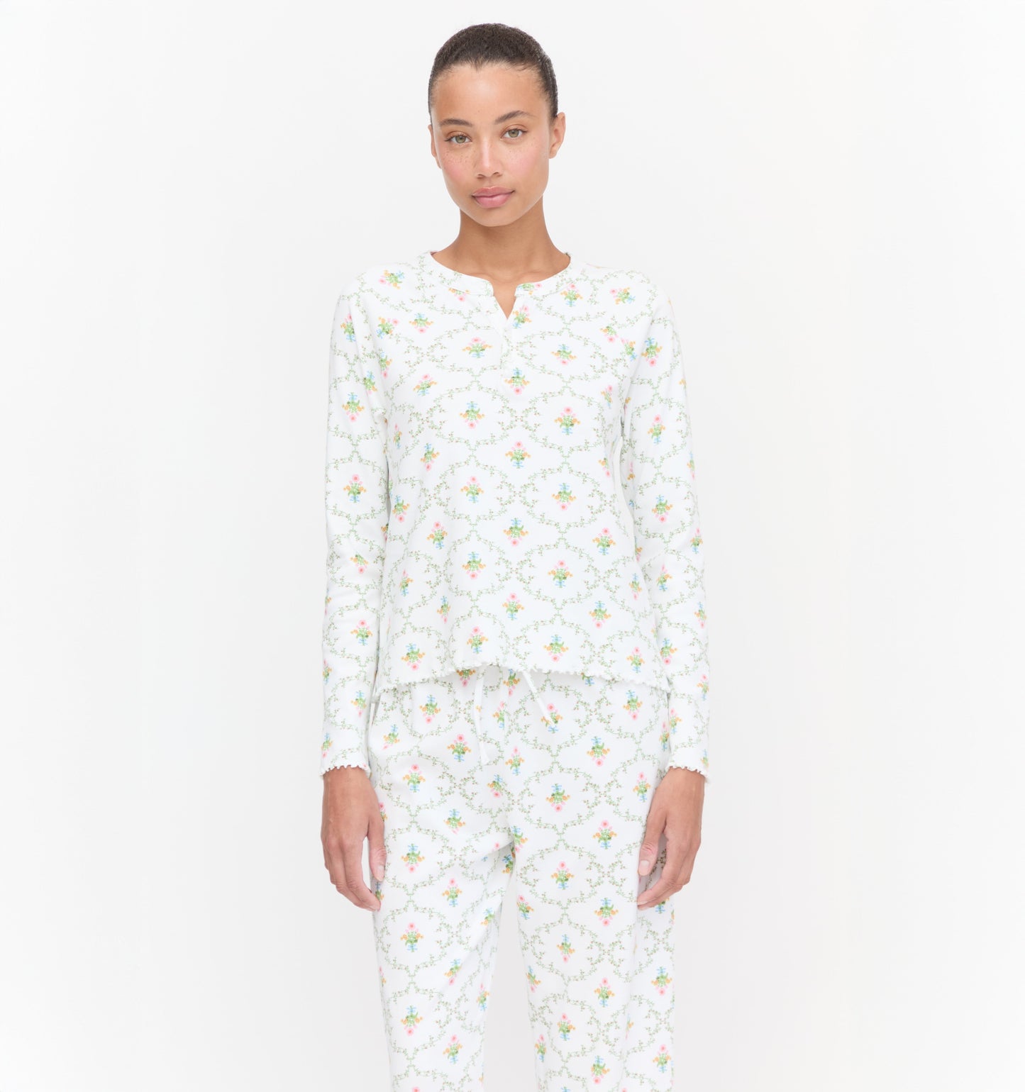 The Olivia Pajama Set - Pastel Trellis