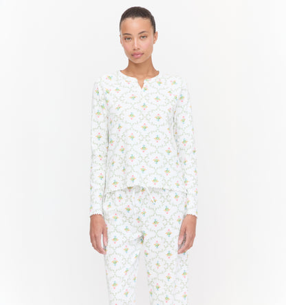 The Olivia Pajama Set - Pastel Trellis