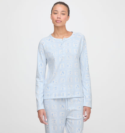 The Olivia Pajama Set - Blue Skiers Toile