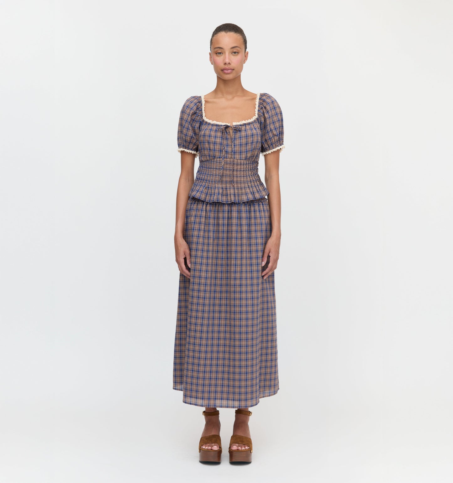 The Delphine Nap Skirt - Brown Spencer Plaid