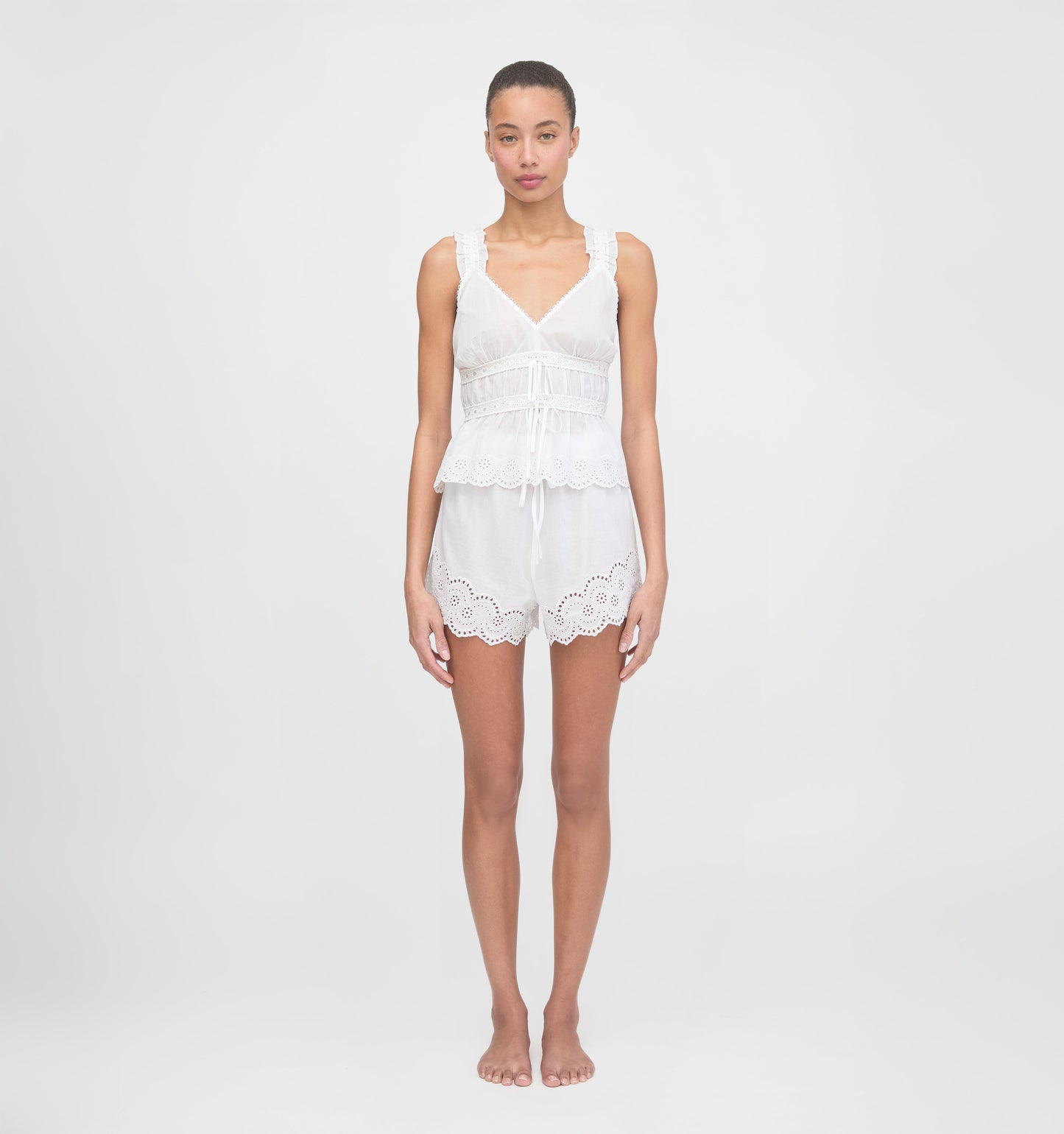 The Oslo Short - White Broderie Voile