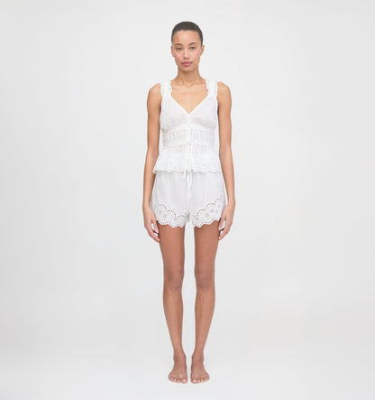 The Oslo Short - White Broderie Voile