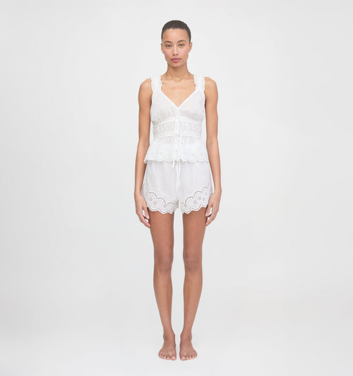 The Oslo Short - White Broderie Voile