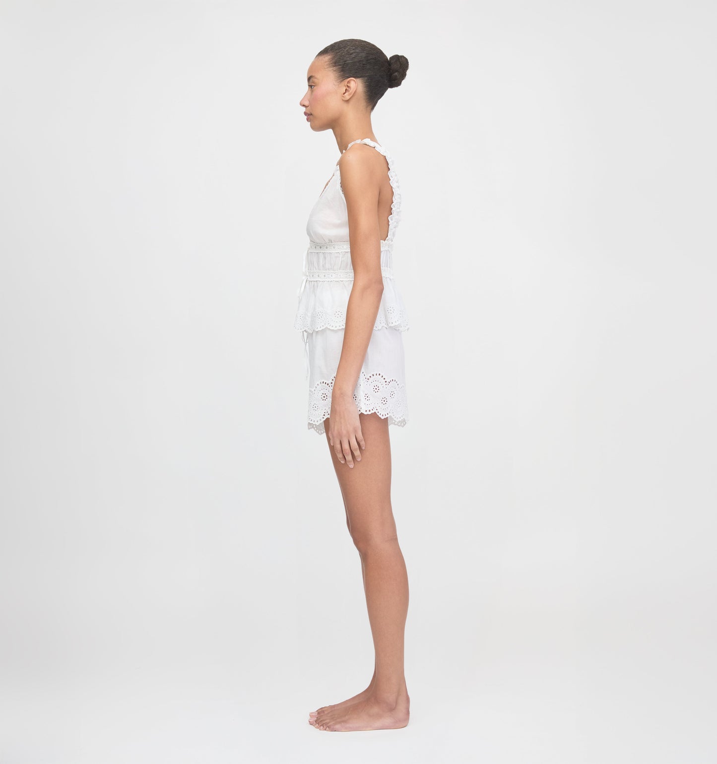 The Oslo Short - White Broderie Voile