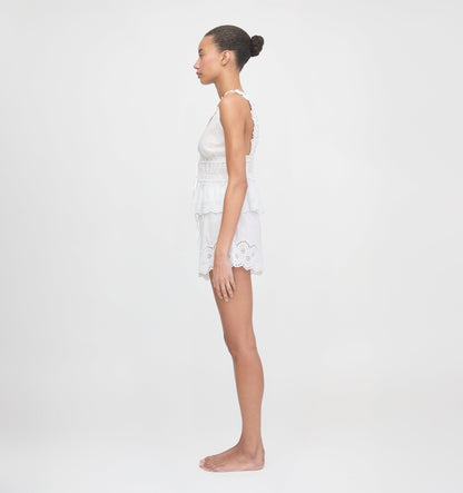The Oslo Short - White Broderie Voile