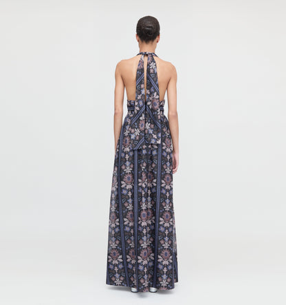 The Renee Dress - Black Floral Block Stripe