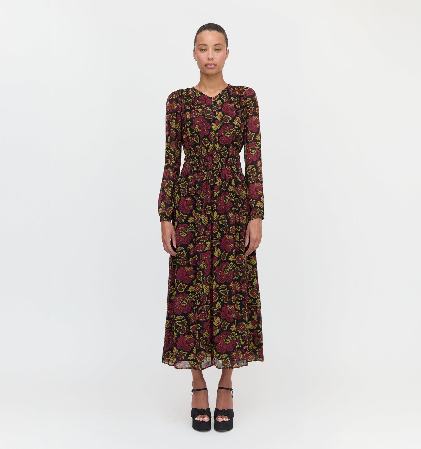The Rosely Dress - Black Palampore Floral