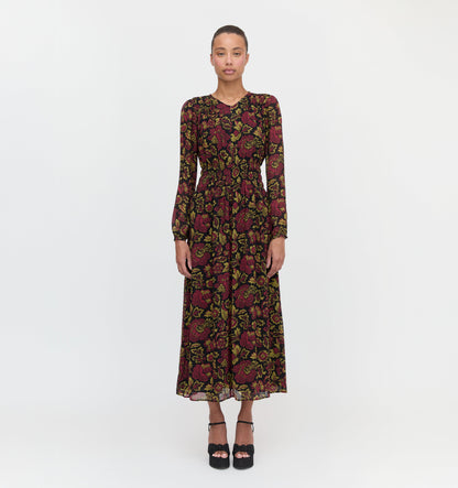 The Rosely Dress - Black Palampore Floral