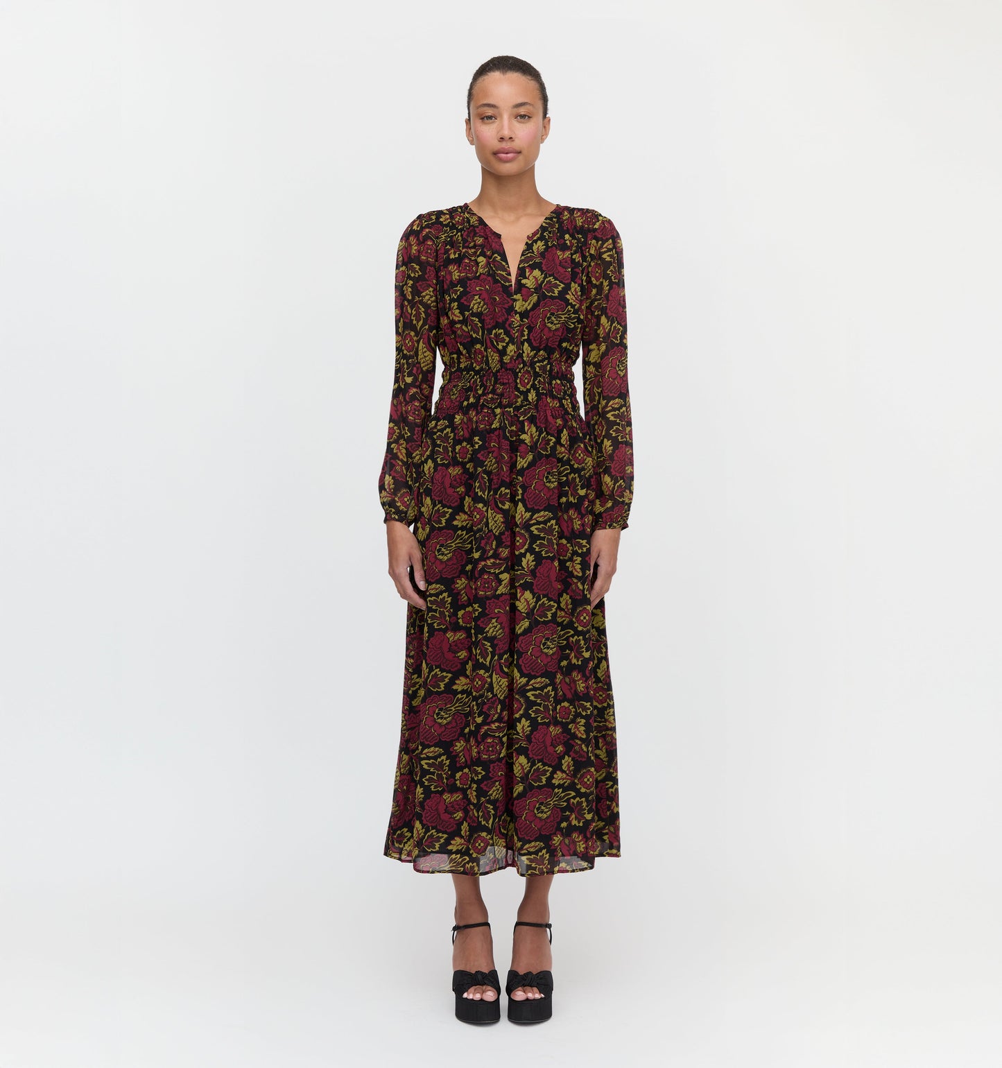 The Rosely Dress - Black Palampore Floral