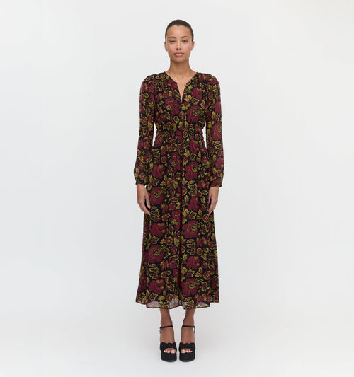 The Rosely Dress - Black Palampore Floral
