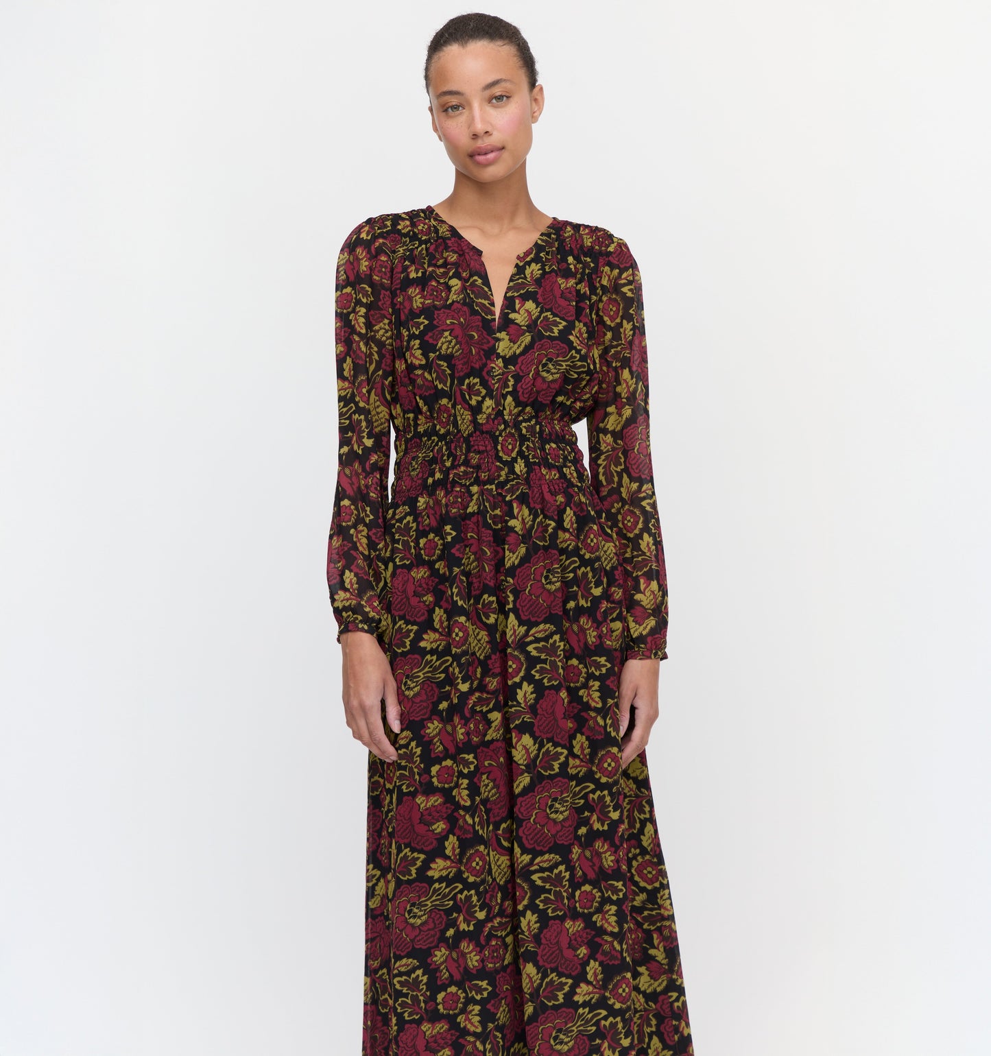 The Rosely Dress - Black Palampore Floral