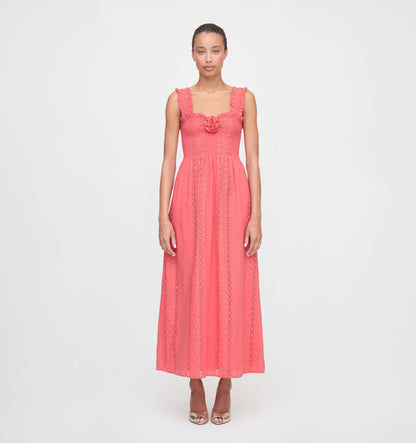 The Rosetta Nap Dress - Coral Voile Broderie