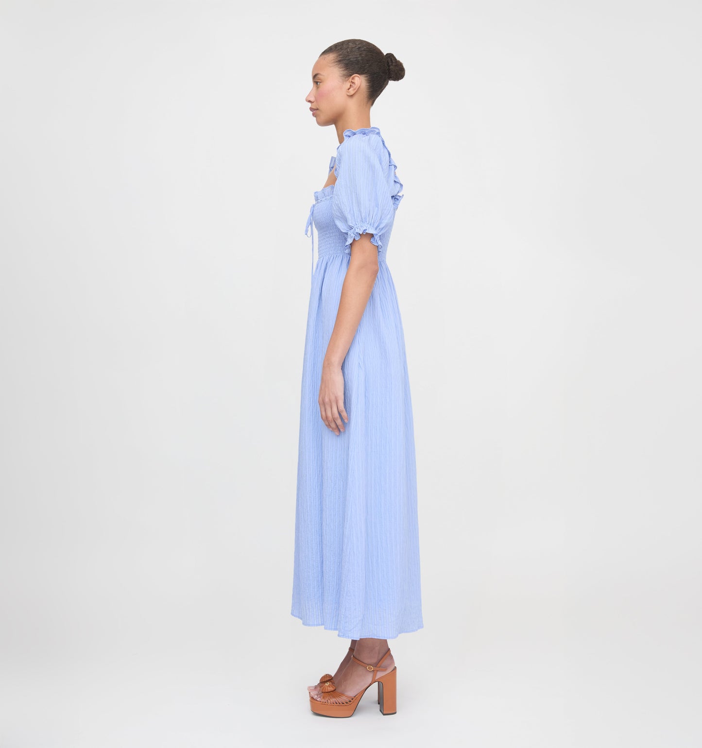 The Scarlett Nap Dress - Bluebird Tonal Seersucker