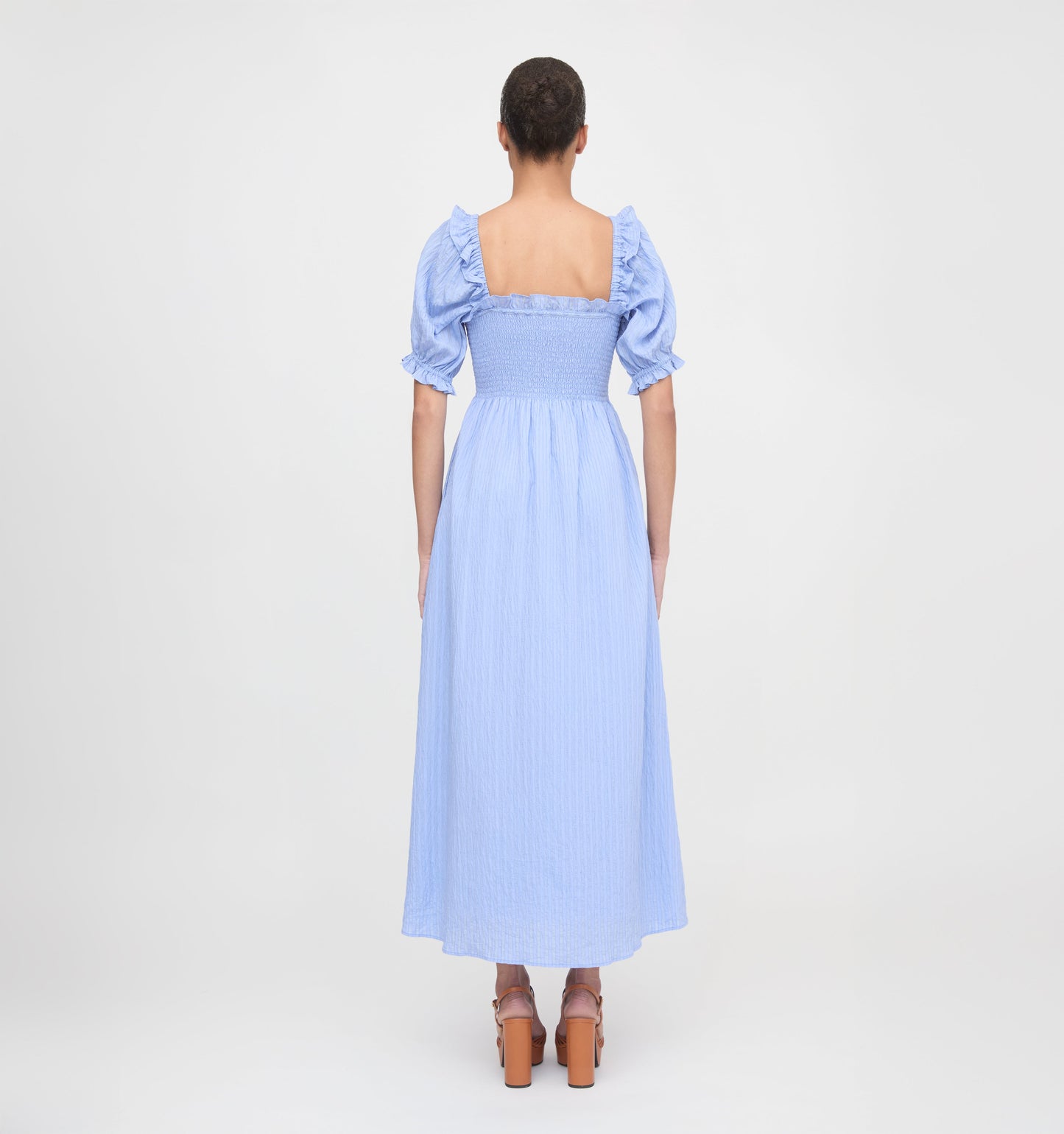 The Scarlett Nap Dress - Bluebird Tonal Seersucker