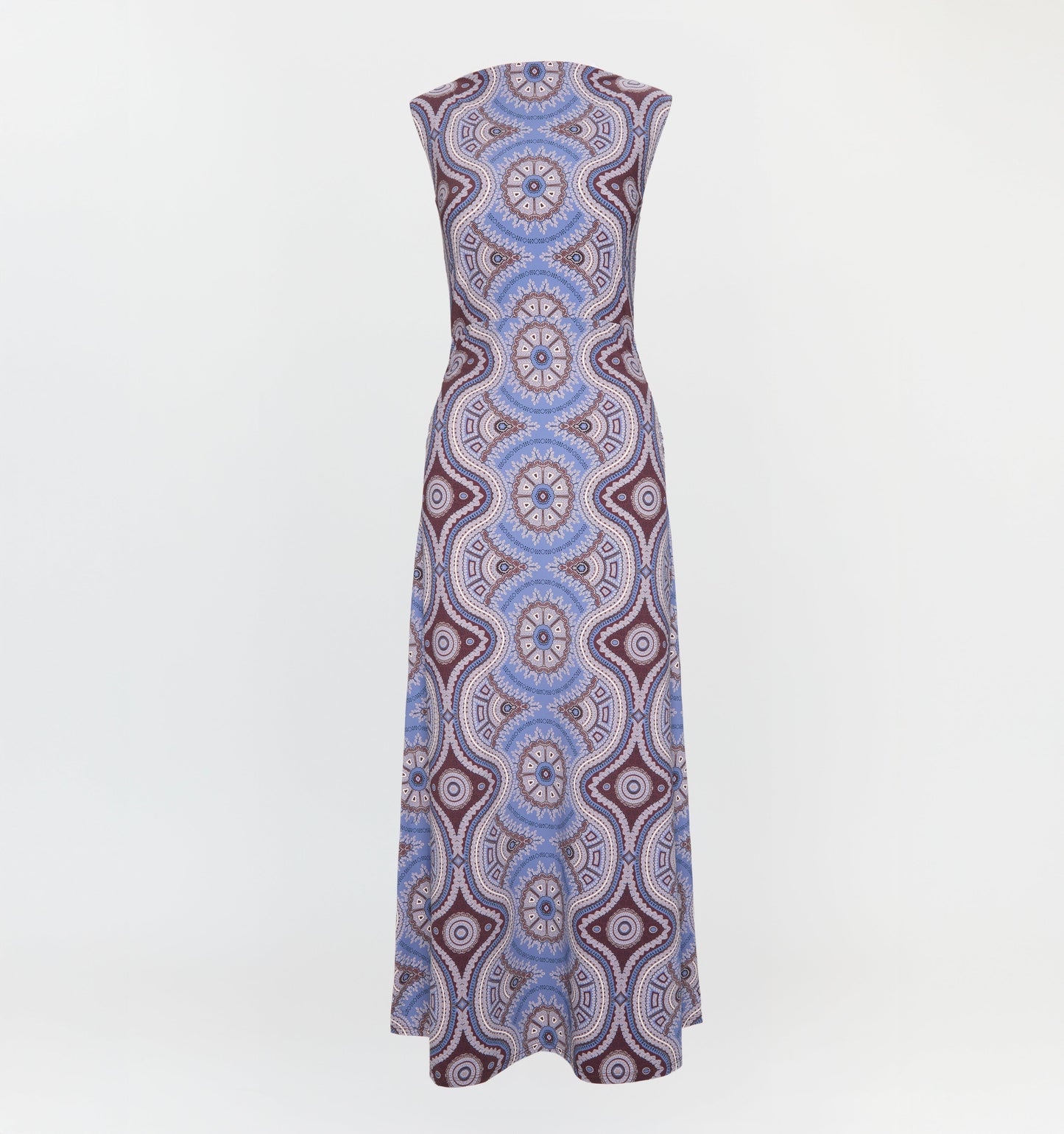 The Sloane Dress - Brown Cobalt Medallion