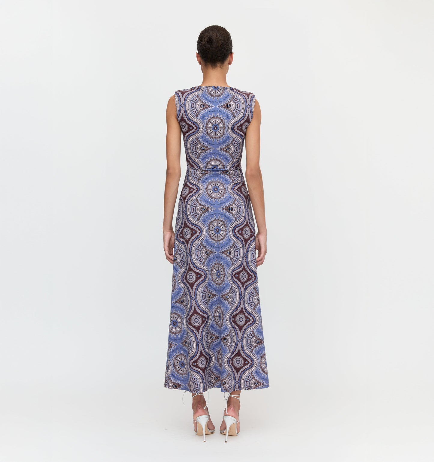 The Sloane Dress - Brown Cobalt Medallion