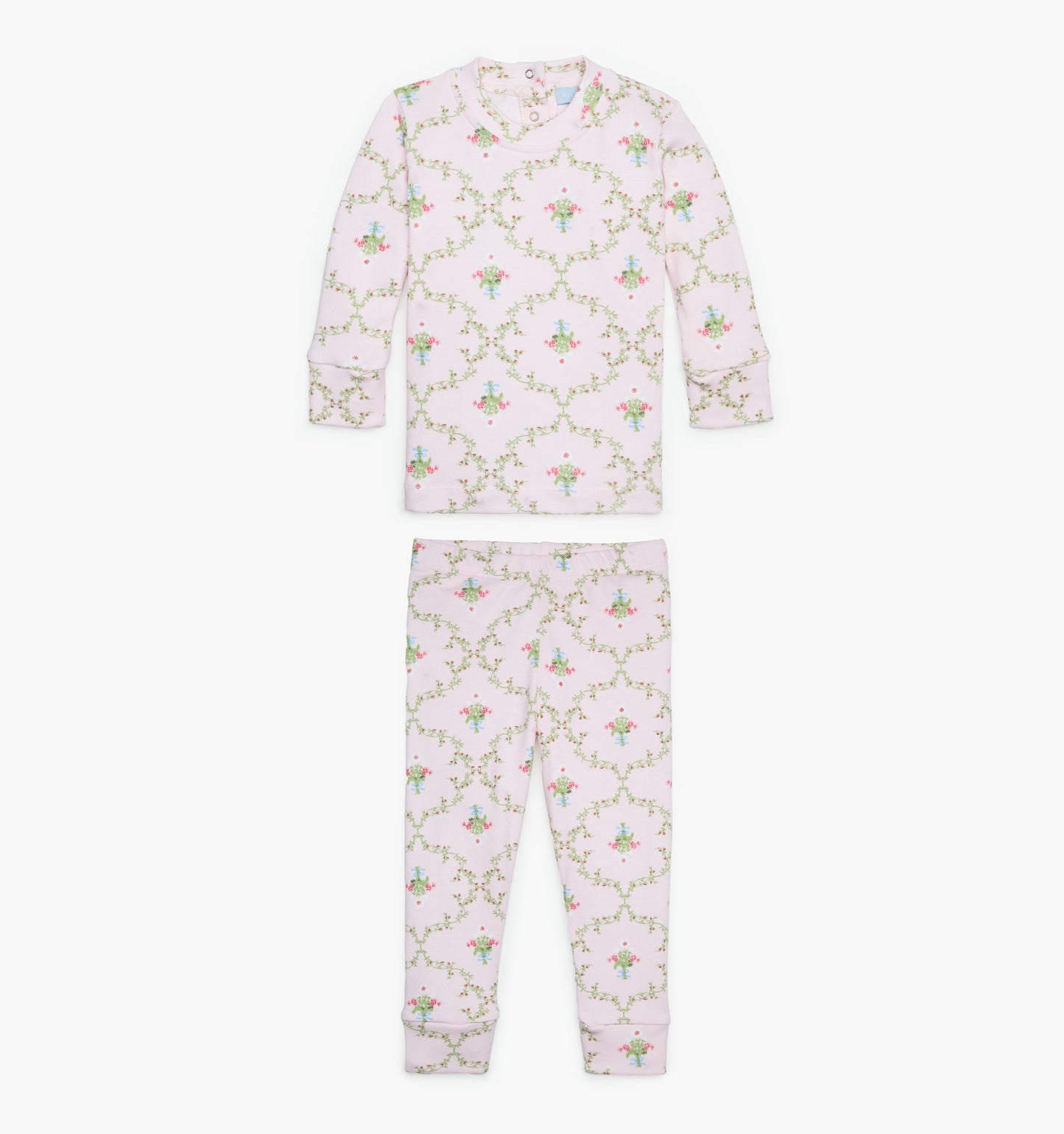 The Tiny Sully PJ Set - Light Pink Trellis