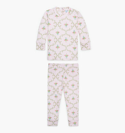 The Tiny Sully PJ Set - Light Pink Trellis