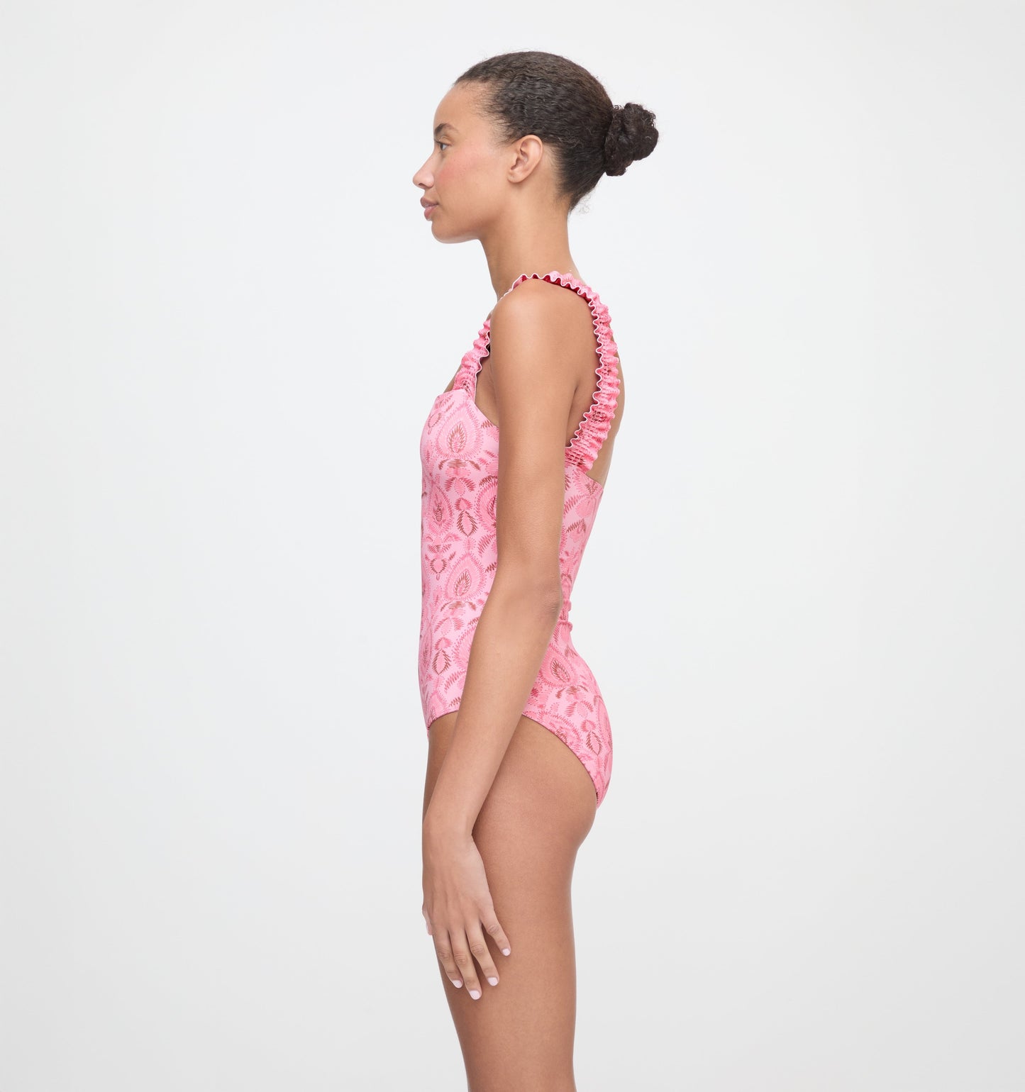 The Teagan One Piece - Pink Palm Ikat