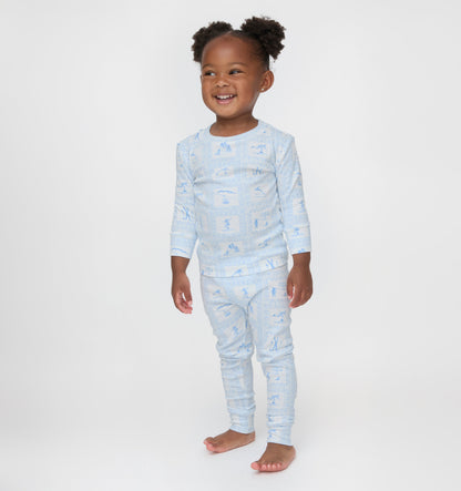 The Tiny Sully PJ Set - Blue Skiers Toile