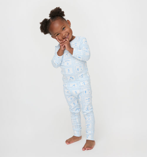 The Tiny Sully PJ Set - Blue Skiers Toile