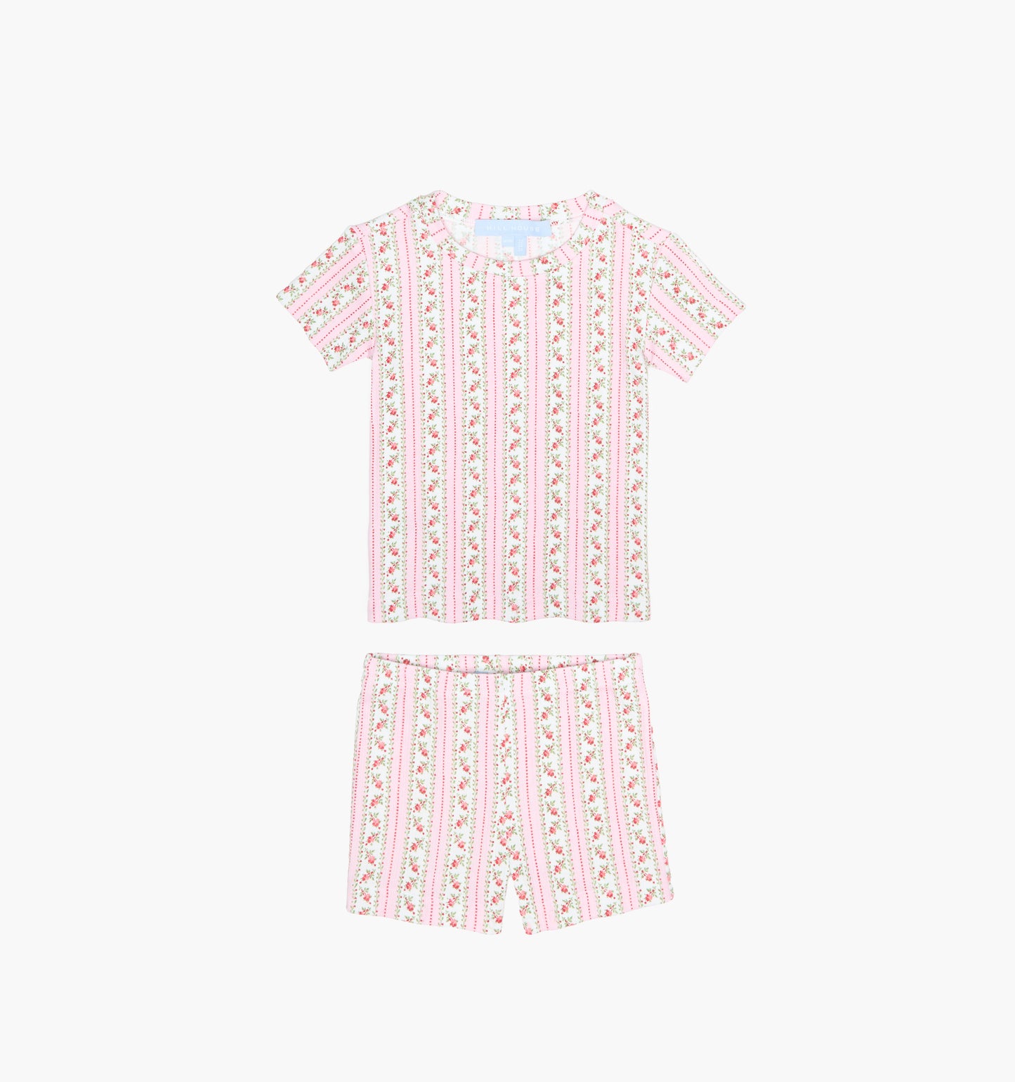 The Tiny Lou Pointelle PJ Set - Pink Floral Dot Stripe