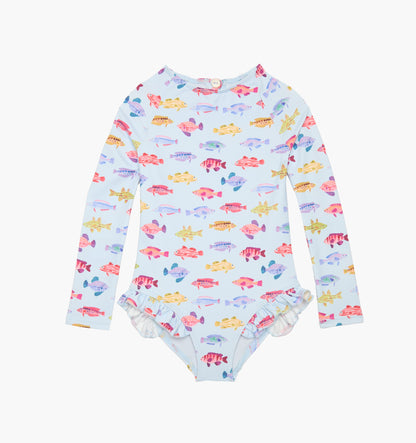 The Tiny Sora Rashguard - Blue Rainbow Fish