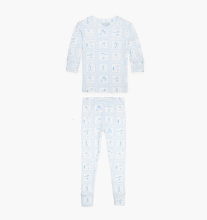 The Tiny Sully PJ Set - Blue Skiers Toile
