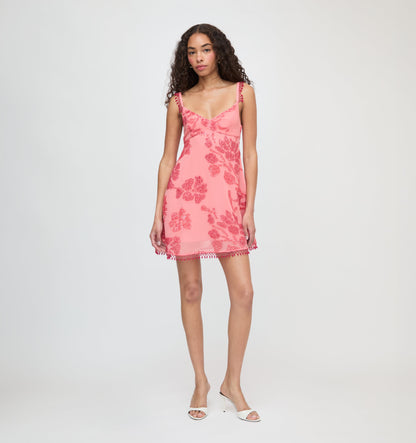 The Trix Dress - Coral Georgette With Sequins