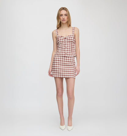 The Hallie Skirt - Cognac Gingham