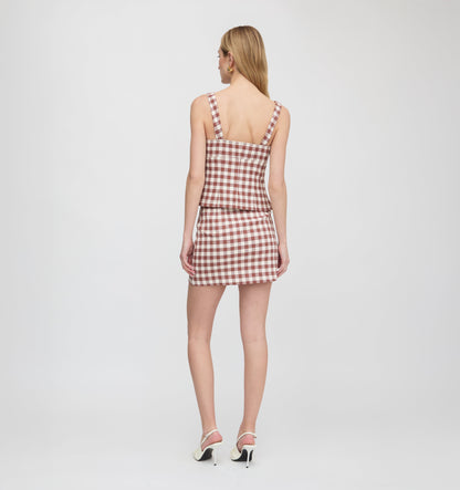 The Hallie Skirt - Cognac Gingham