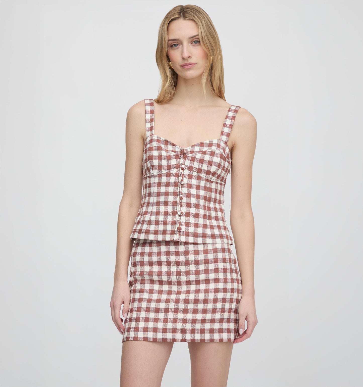 The Hallie Skirt - Cognac Gingham