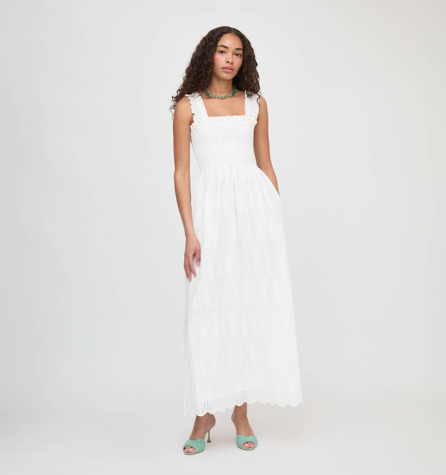 The Ashlyn Nap Dress - White Trellis Broderie
