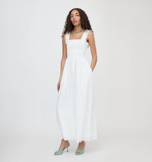 The Ashlyn Nap Dress - White Trellis Broderie
