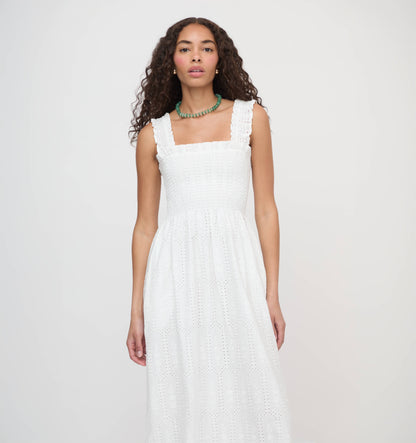 The Ashlyn Nap Dress - White Trellis Broderie