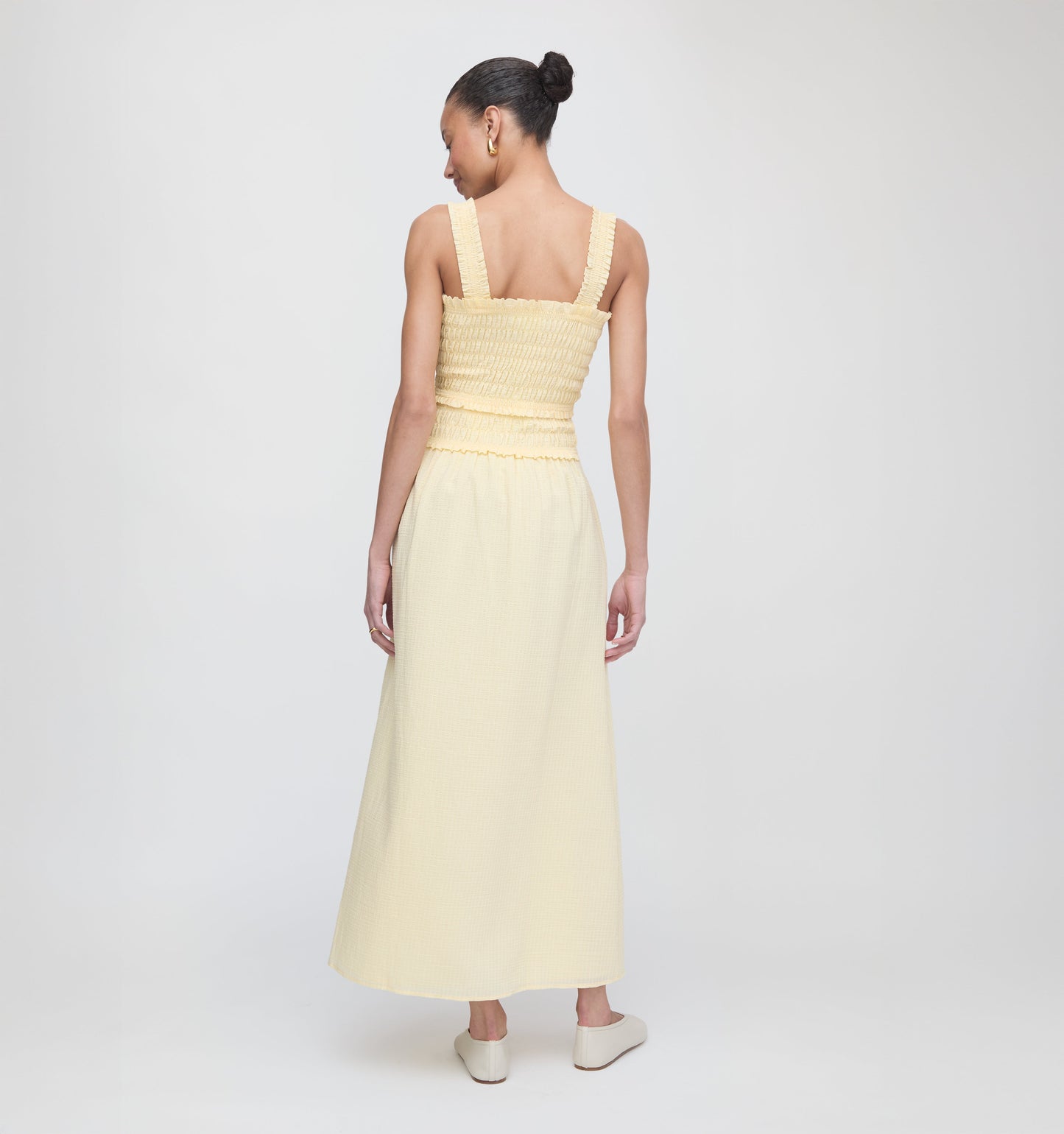 The Azalea Maxi Nap Dress - Butter Yellow Tonal Seersucker