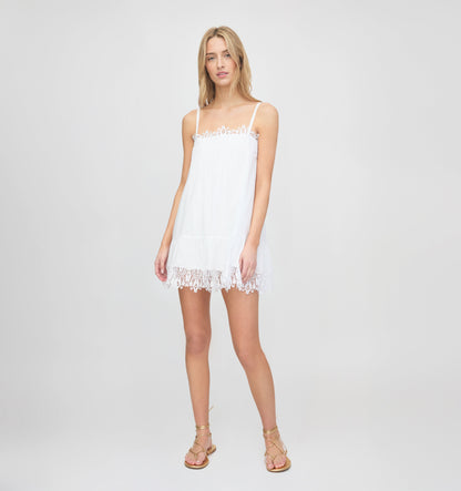 The Bexley Dress - White Voile with Lace Trim