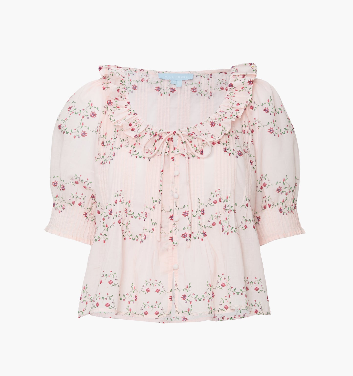 The Camri Top - Pink Floral Vine Scallop