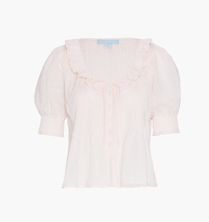 The Camri Top - Powder Pink Swiss Dot