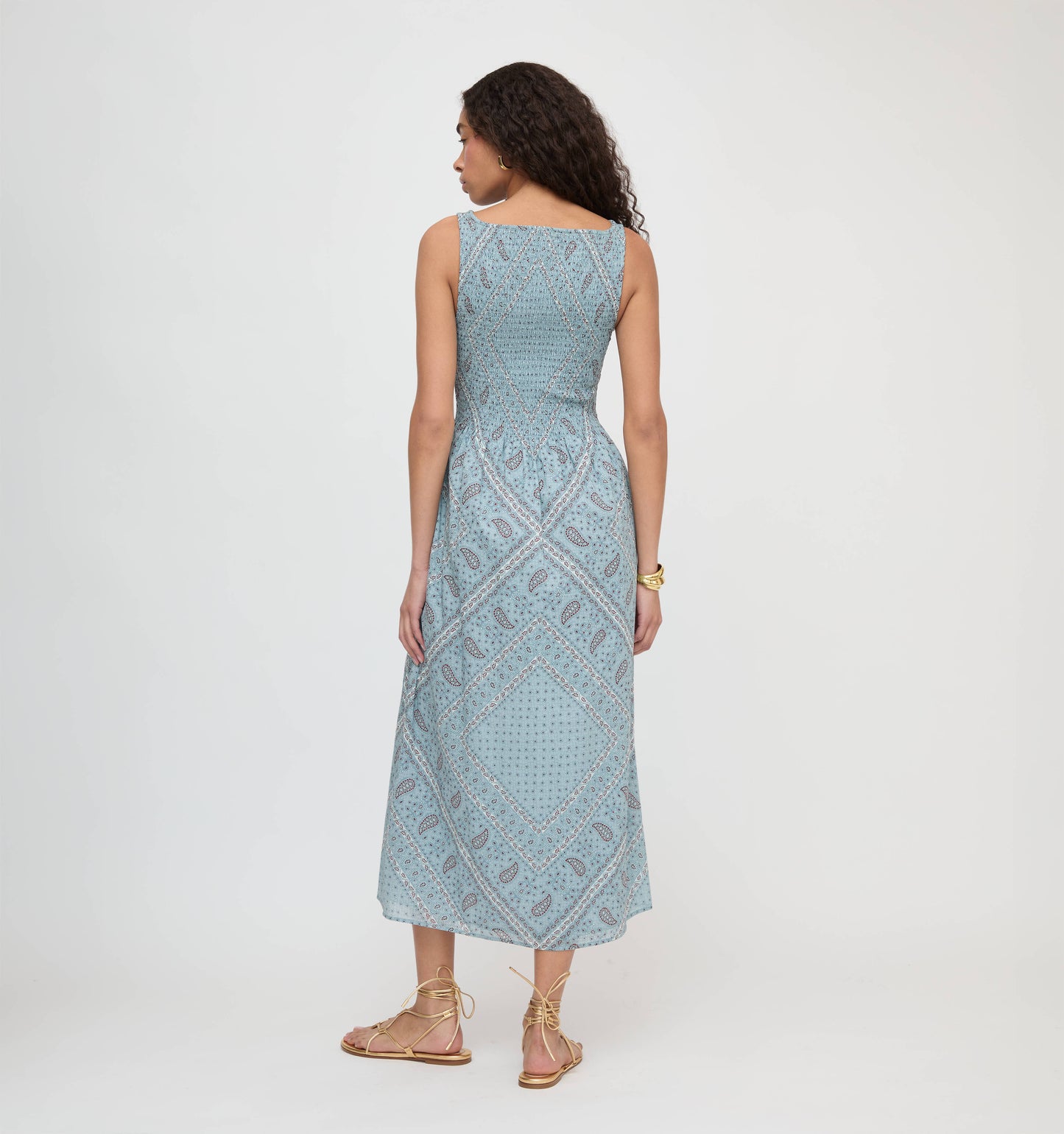 The Cosima Nap Dress - Dusty Blue Gemstone Mosaic Scarf