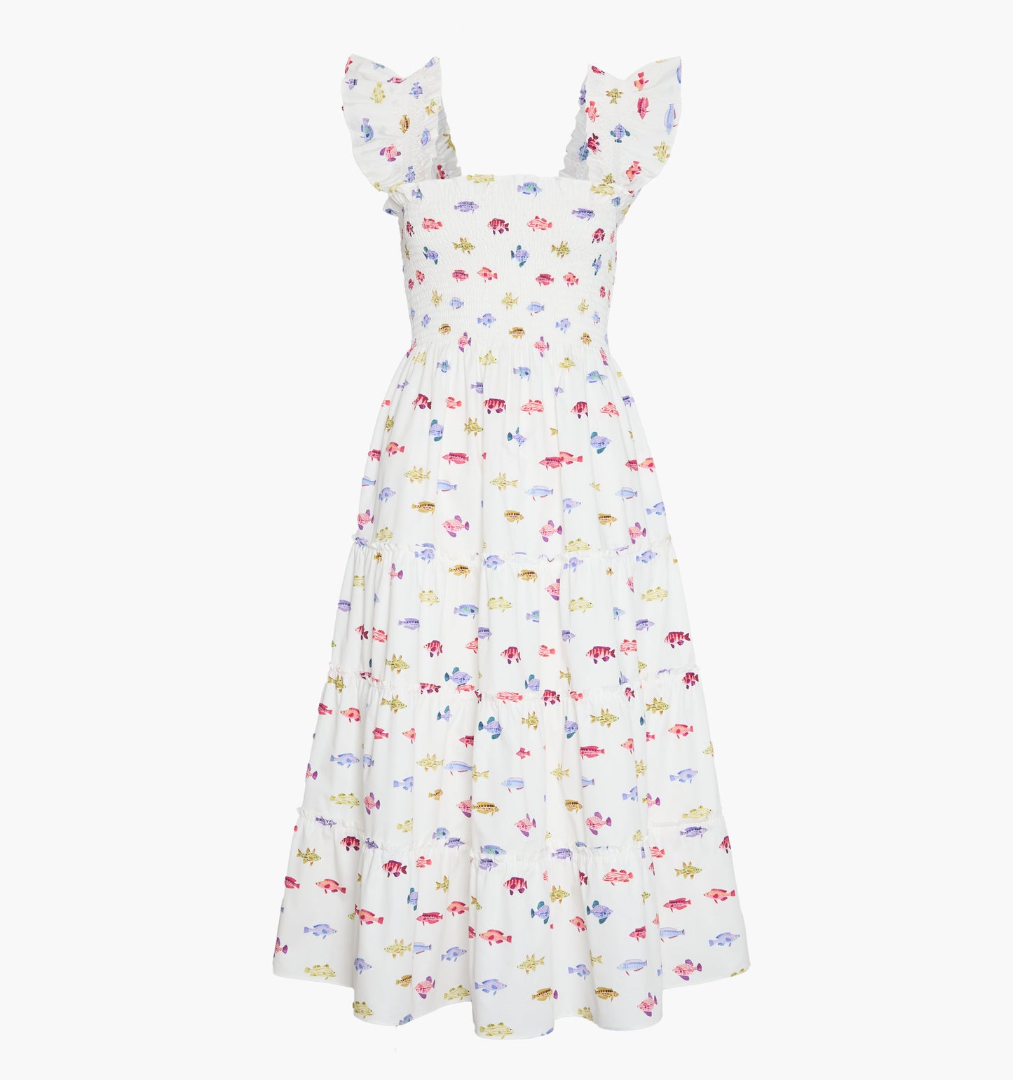The Ellie Nap Dress - White Rainbow Fish