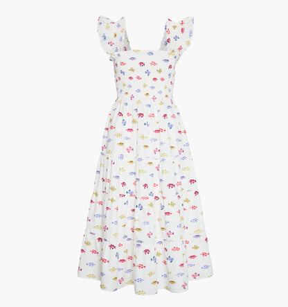 The Ellie Nap Dress - White Rainbow Fish