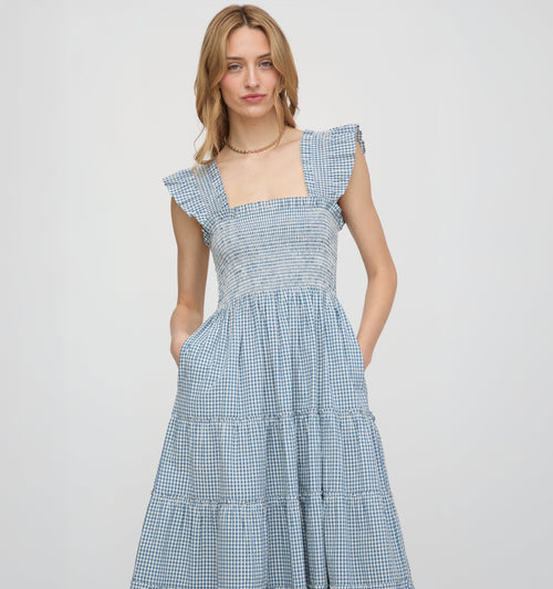 The Ellie Nap Dress - Lagoon Gingham