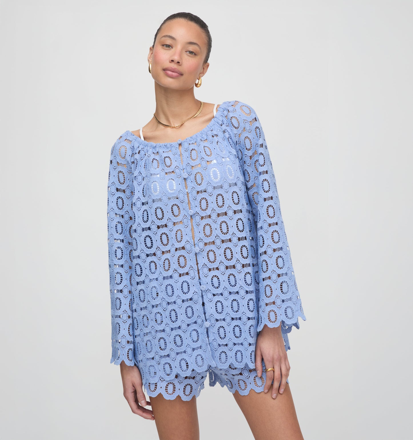 The Kaya Short - Cornflower Lace